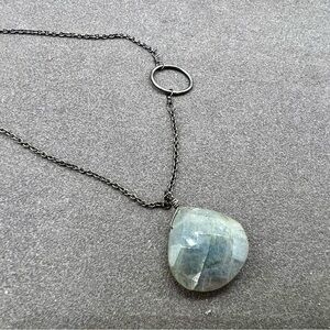 Gunmetal labradorite gemstone circle necklace ROOST brand modern design new